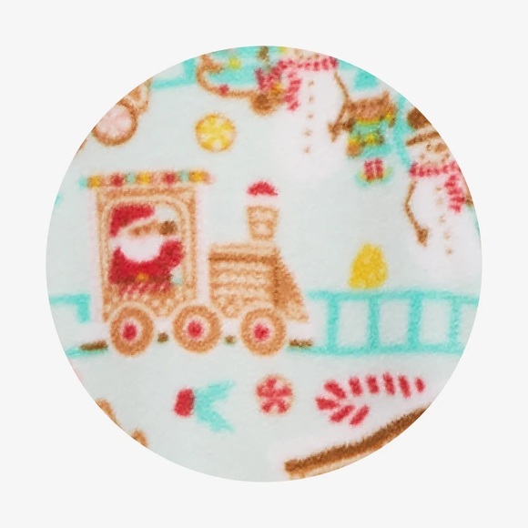 NWT - Posh Peanut - Microfleece Jumpsuit / Playsuit - Pattern: Gingerbread Train - Picture 6 of 13